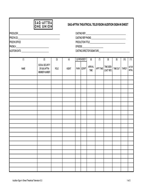 casting sheet metal|audition sign in sheet template.